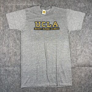 True Vintage 1980s UCLA Bruins T-Shirt Mens Small Velva Sheen Gray Single Stitch